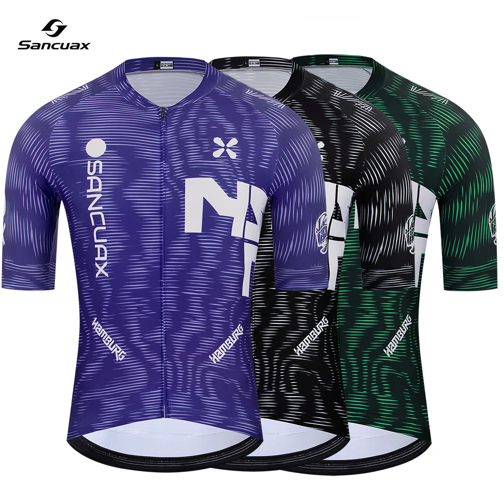 SANCUAX Men's Cycling Jersey, New Summer Short Sleeve Breathable Road Bike Fashion Outdoor Bicycle Sports Shirt