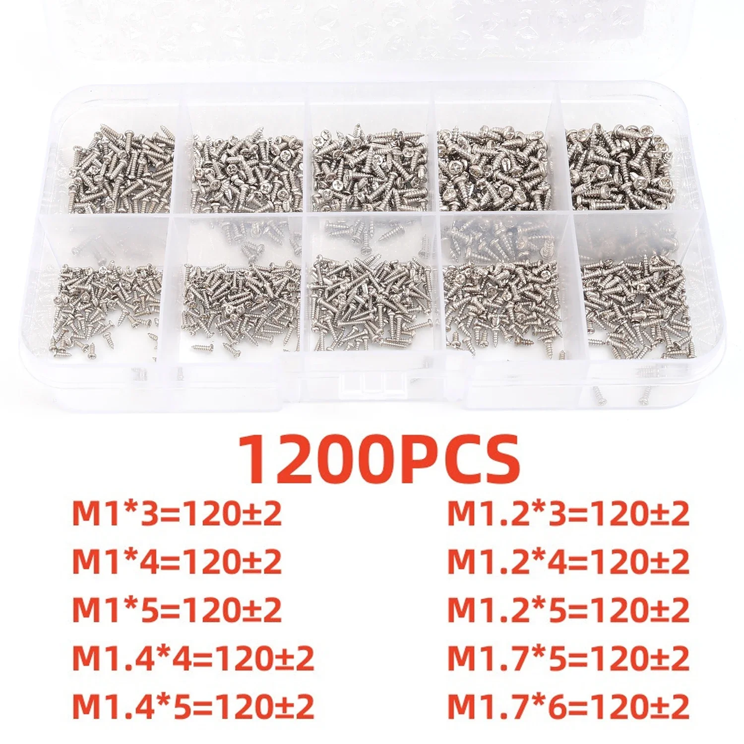 Compact Carbon Steel Crosshead Screws Assortment Kit – Small Self-Tapping Metal Repair Fasteners