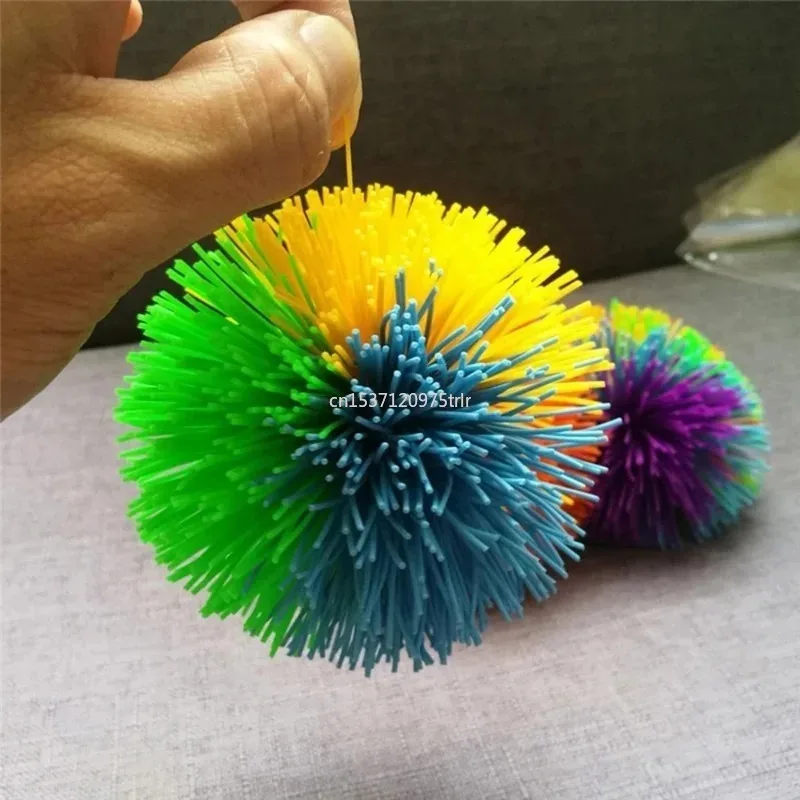 6cm/9cm/1set Stress Relief Colorful Bouncy Stress Balls Rainbow Fidget Sensory Ball Monkey Stringy Balls Baby Stretchy Ball 4