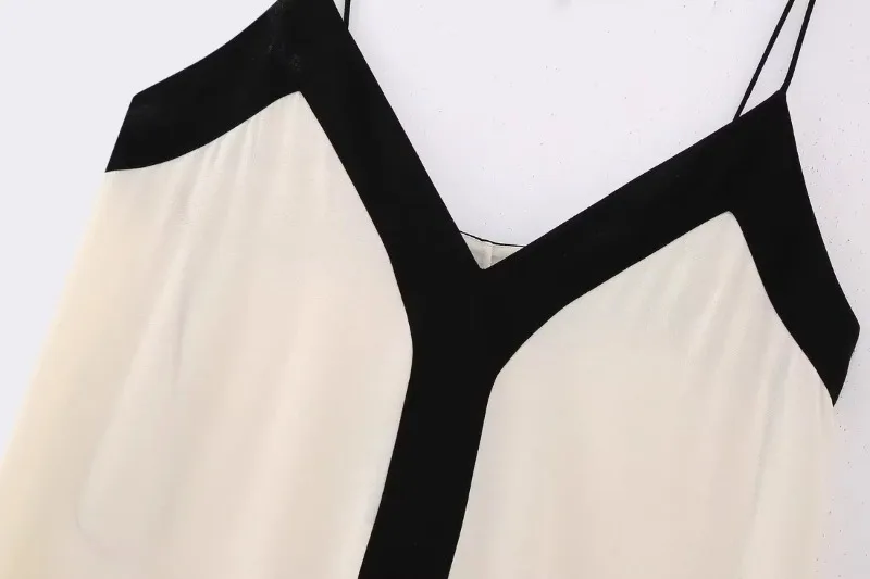 V Neck Backless Maxi Dresses For Women Color Block Slim Sexy Sundress Femme Street Fashion Party Temperament Dress Woman