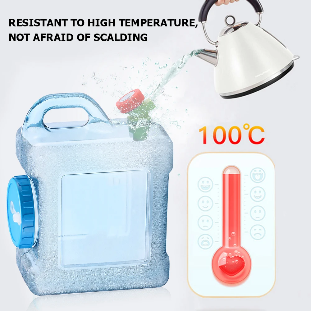 5L Water Carrier Canister Water Container with Faucet Portable Water Can Bucket Beverage Food Grade Outdoor Water Container