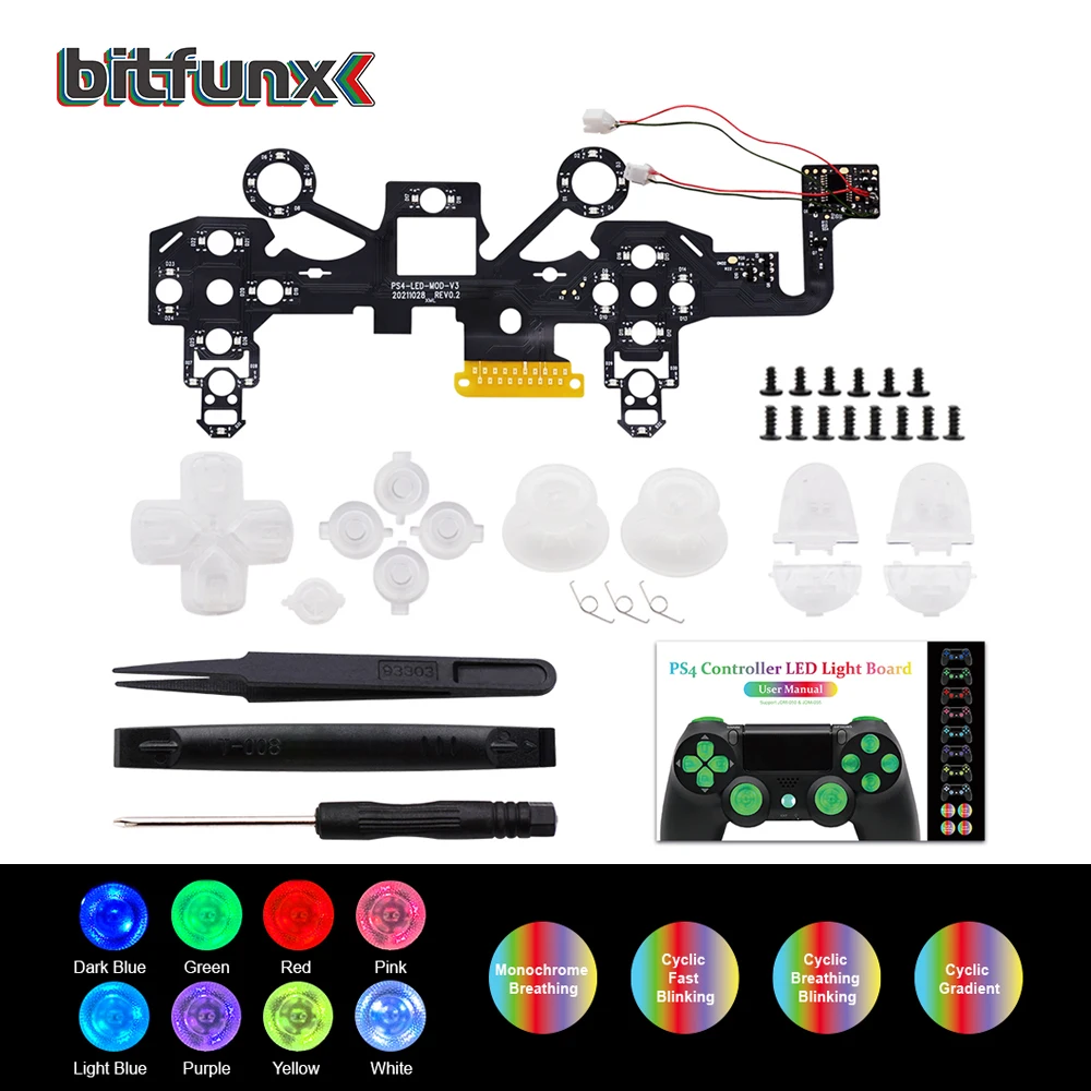 Bitfunx Per Ps4 Led Strip Kit Per Playstation 4 Ps4 Controller Thumbstick Cap Otto Colori Accessori Da Gioco