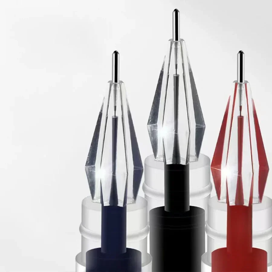 12pcs/mix Diamond Tip Gel Pen, Fine 0.38mm Large-capacity Black/Blue/Red Ink Refill Exam School Office Supplies Stationery 4