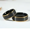 Black 8MM Tungsten Carbide Rings For Women Men Couple Wedding Ring Gold Color Edge Band Boy Dad Son Size 6-14 3
