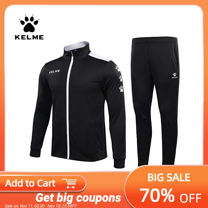Sports Suit KELME Men's Sportswear Tracksuit Jacket Sweatpants Running Sets Jogging Suits