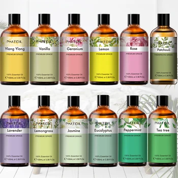 100ML Lavender Pure Natural Rose Essential Oils Humidifier Diffuser Vanilla Peppermint Cloves Tea Tree Ylang Lemon Aroma Oil 1