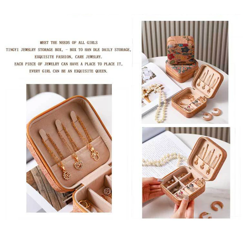 Travel Jewelry Organizer 💼 Cork Jewelry Organizer Box – Portable Travel Earring, Ring &... - SKU TJO01612 - UGI Packa...