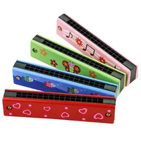 1pc 16-Hole Wooden Harmonica Cartoon Animals Painted Toy Musical Instrument Play Kids Early Educational Toys for Children Gifts 1