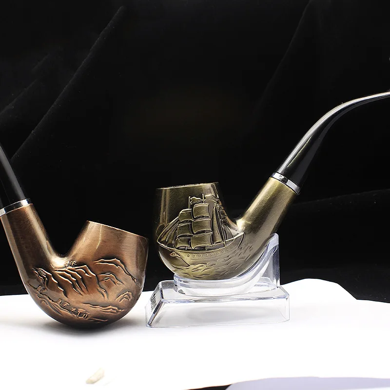 Hot-selling Classic Old-style Pipe Electroplated Bronze and Copper, Smooth Sailing Pipe, Sailing Ship Resin