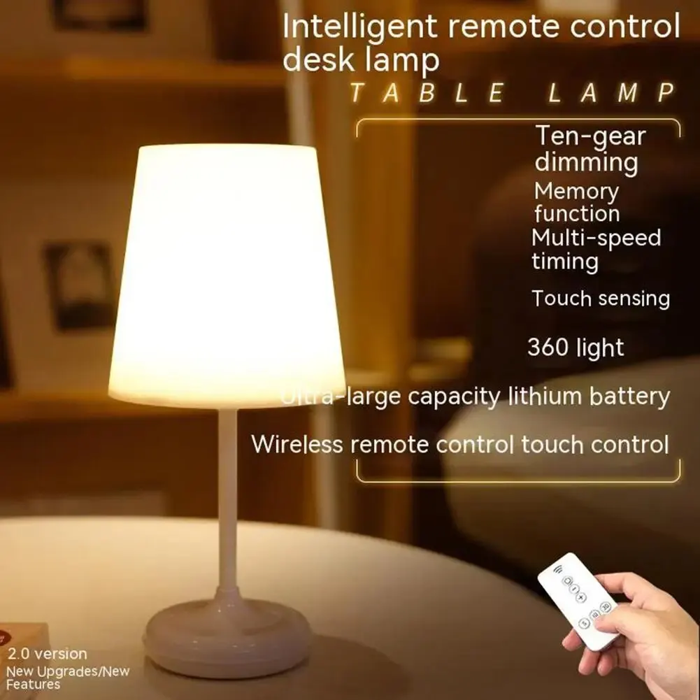 

Led Table Lamp Usb Rechargeable Dimming Wireless Remote Control Touch Sensor Desk Light Study Night Light