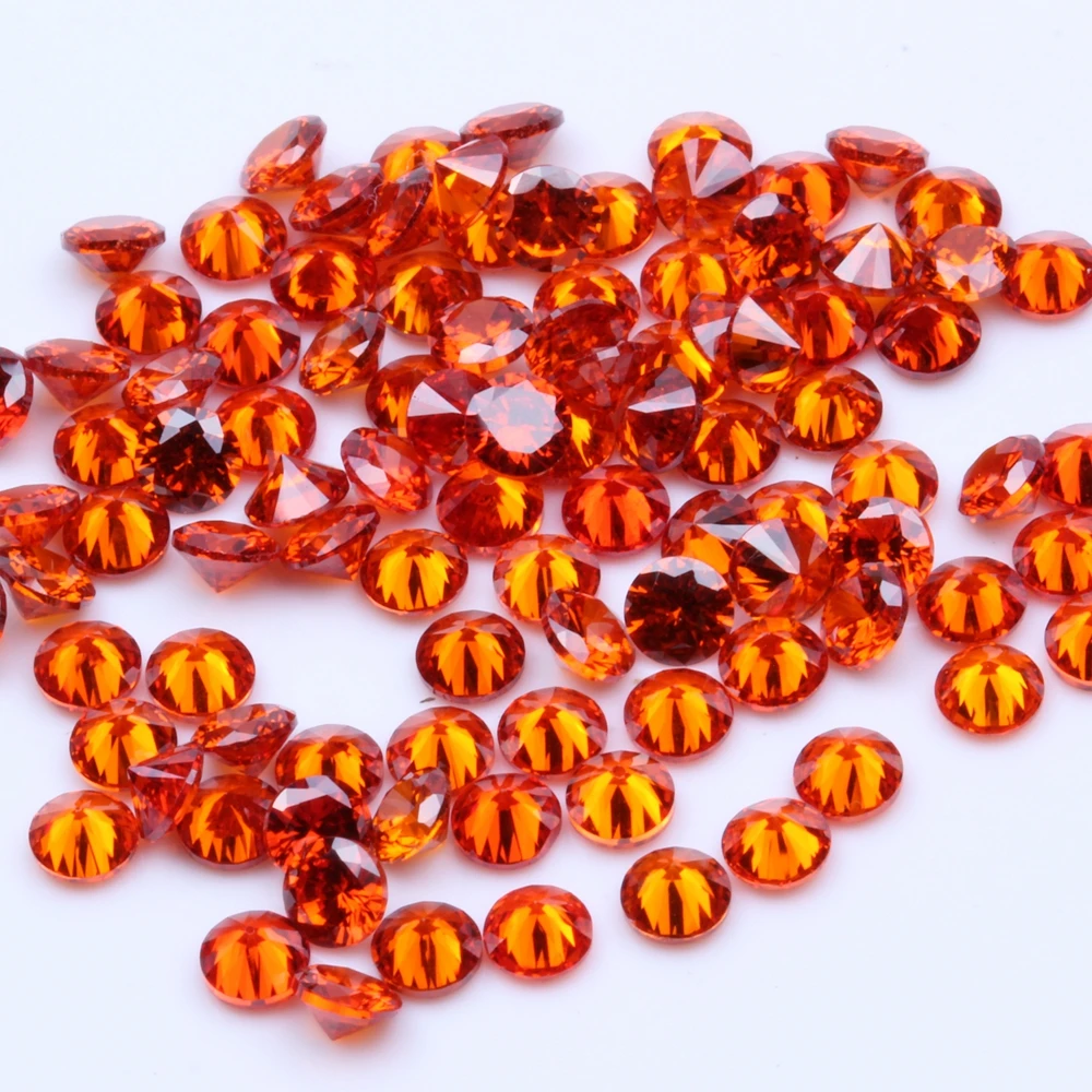 

1000pcs AAAAA+ 1.0mm-4mm CZ Stone Round Cut Beads Orange Color Cubic Zirconia Synthetic Gems For Jewelry