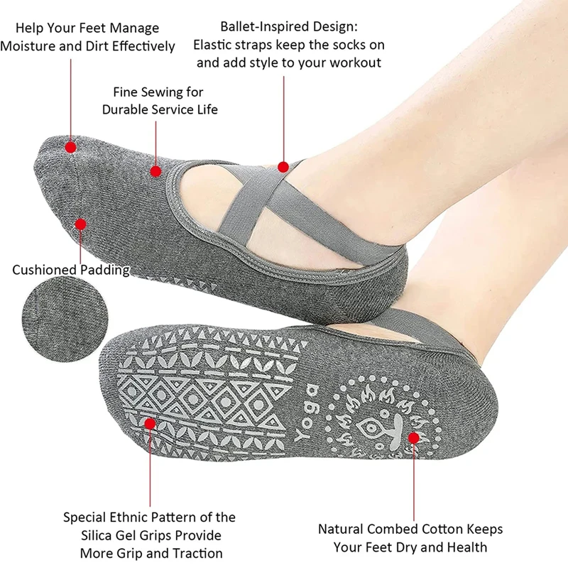 New Yoga Socks Cotton Silicone Anti slip Bandage Pilates Sports Socks Women's Ballet Socks Dance Socks Fitness Socks