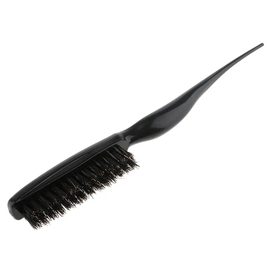 Salon Comb Hair Teasing Brush Plastic Handle 3 Rows Back Comb Natural Boar Bristle