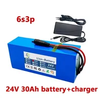 6s3p 24V 30Ah 18650 Lithium Battery Rechargeable Battery with BMS Protection Board Lithium-ion Battery Pack with Charger 6