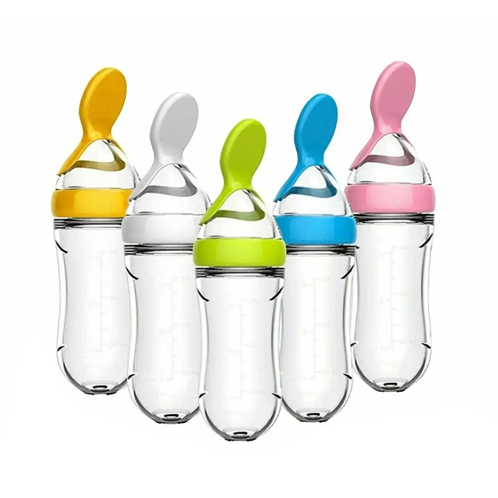 Squeezing Feeding Bottle Silicone Baby Tableware Spoon Training Rice Cereal Food Supplement Feeder Newborn Safe Milk Bottle water bottle milk bottle feeding bottle baby feeding utensils
