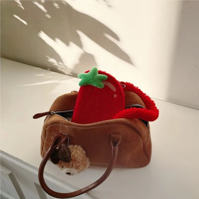 Tomatoes Creative Flip Plush Phone Case with Built-in Mirror