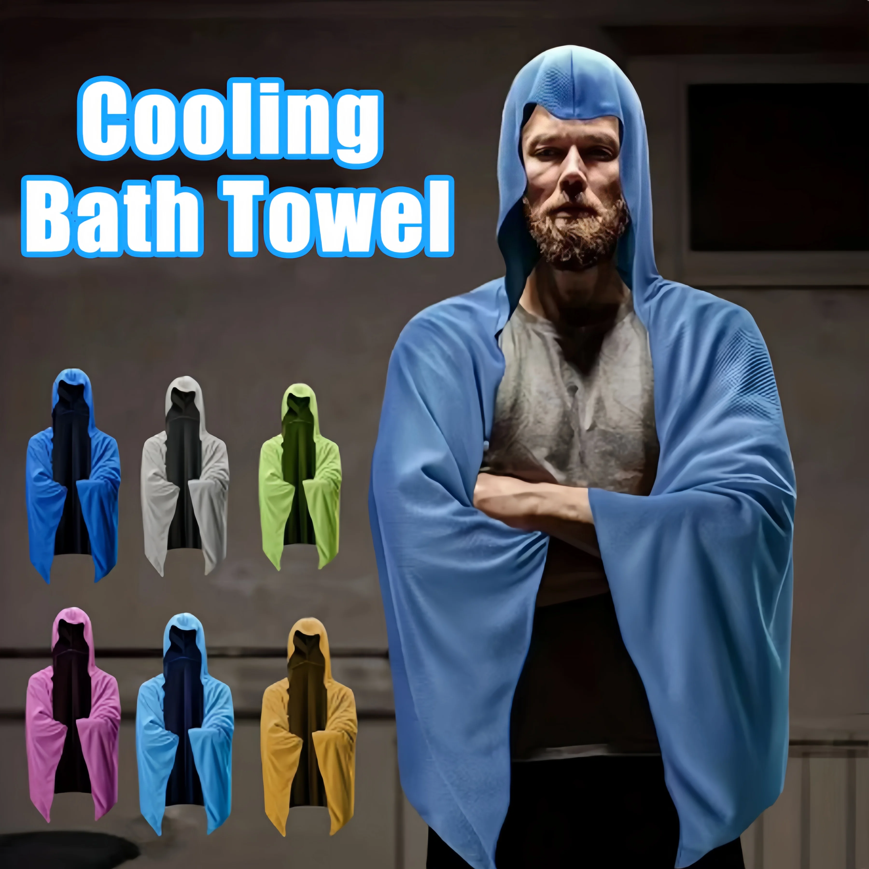 1-pcs Cooling Hoodie Towel, Neck and Face Cooling Towel, Quick Drying and Sweat Absorbent Exercise Workout Camping Cycling 2