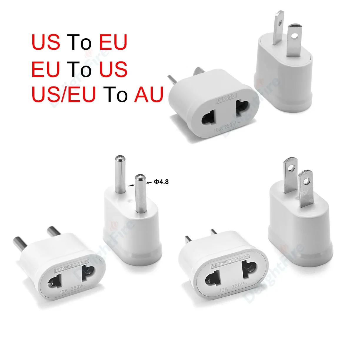 USEUToAUPlugAdapterEuroEuropeanToAmericanPowerAdaptor