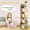 Rotating Bookshelf Tower, 4 Tier 360 Display Spinning Bookshelf, Solid Wood Narrow Book Shelf Organizer for Kid Adult 6