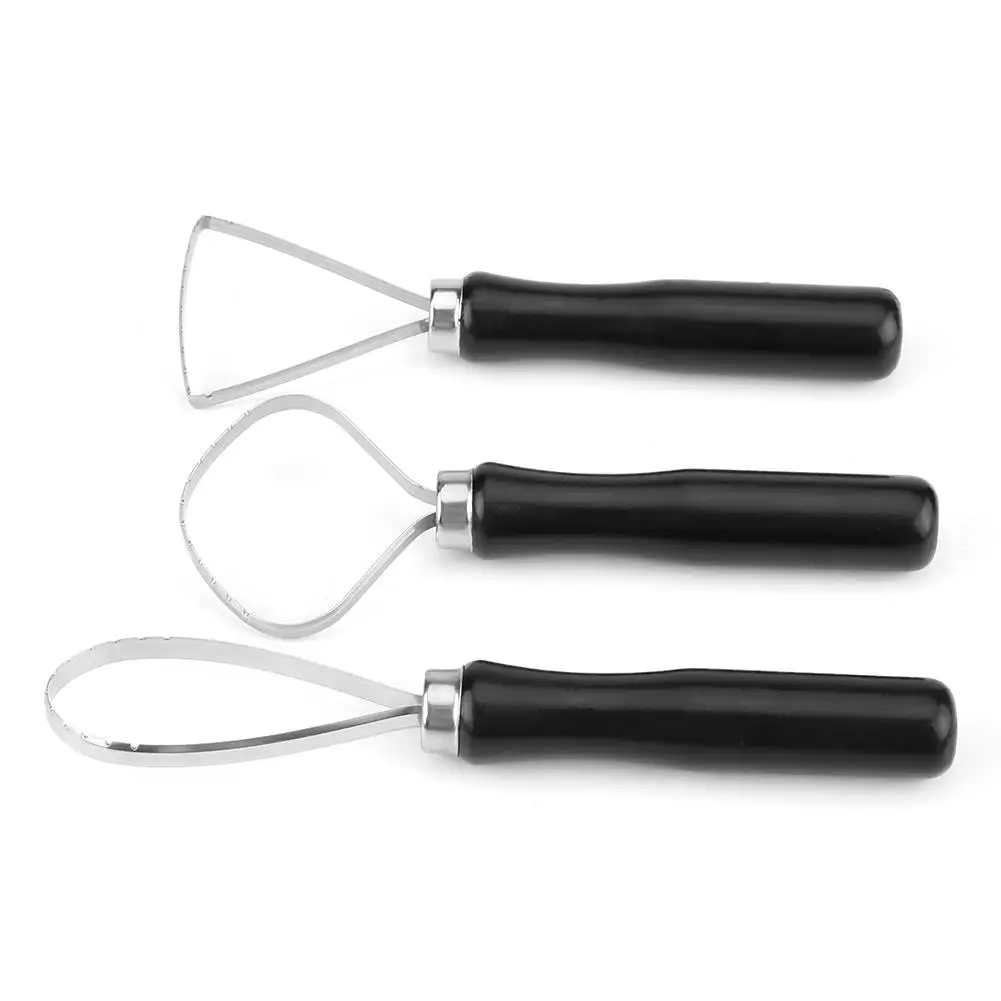 3 Pcs Wood Pottery Clay Sculpting Tools Set with Steel Flat Wire-Big Loop Carving Tools for DIY Home & School Projects