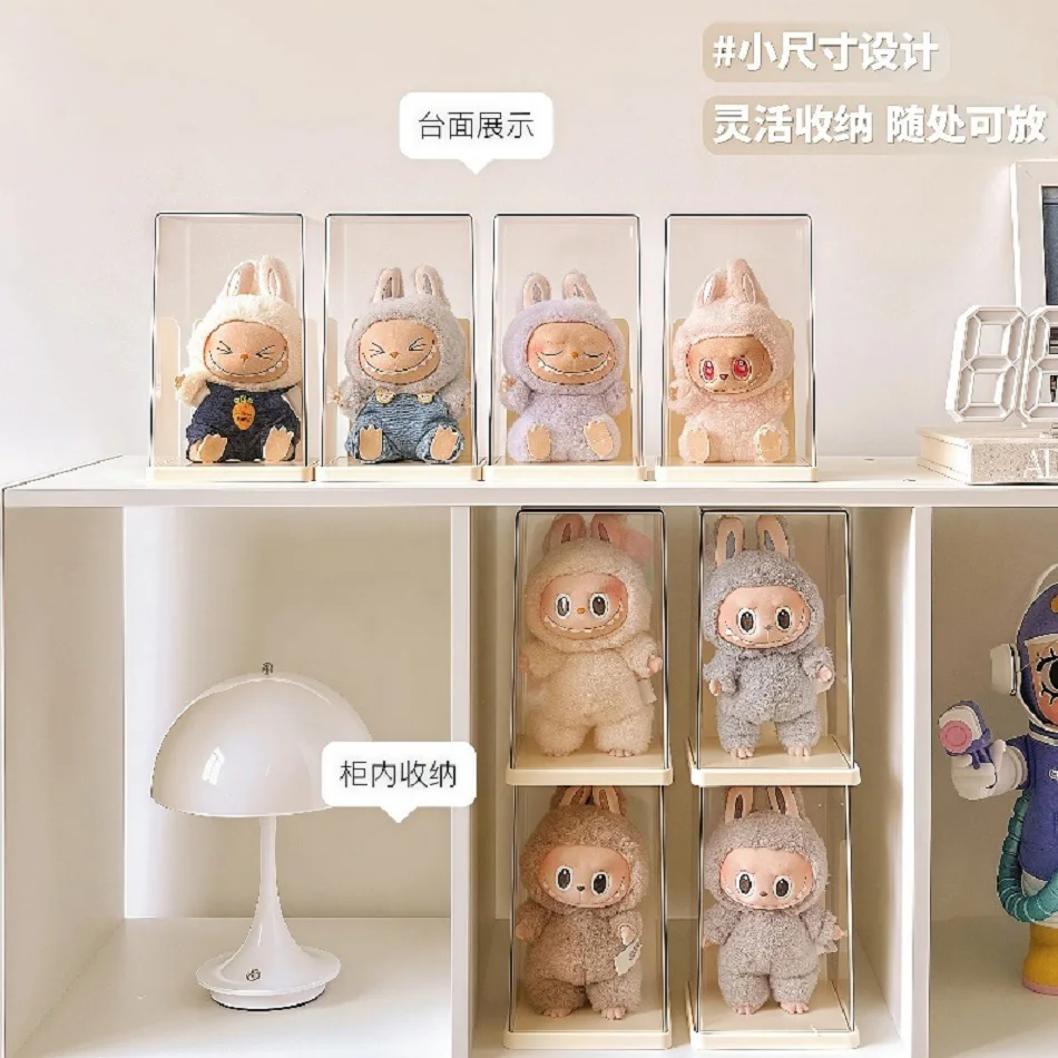 Labubu transparent display box single stackable canvas vinyl storage box figurine blind box storage rack image 4