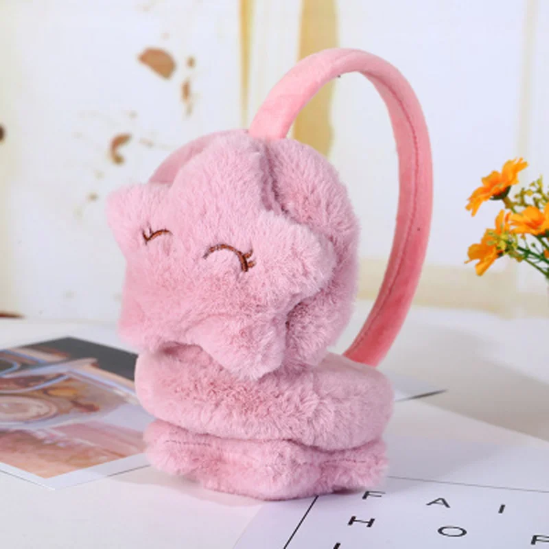 Winter Outdoor Star Smiley Face Plush Earmuffs Accessories Soft Thick Warm Ear Cover Solid Headphone Earlap for Boys Girls warm earmuffs