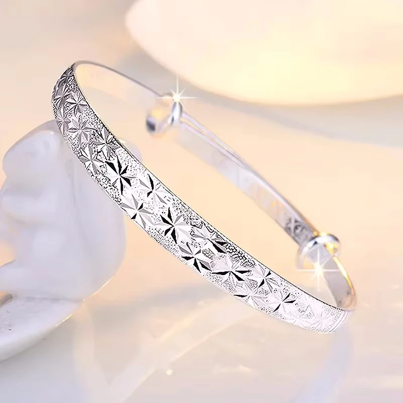 925 Sterling Silver Gypsophila Star Bangle Image 2