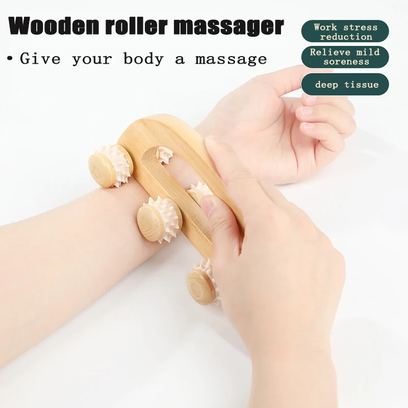 Wooden Massager Manual Roller Neck Back Waist Massage Tool Portable Meridian Dredging Massager Relax Leg Body Massage for Face - Image 3