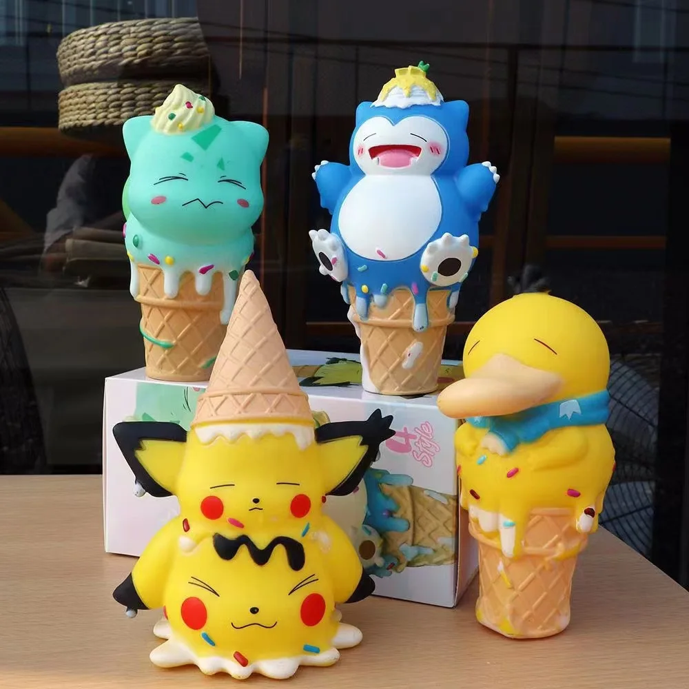 Pokemon Original Cone Series Action Figures Toy Pikachu Ornament Car Figurine Gift Ice Cream Psyduck Gengar Figures Preferite