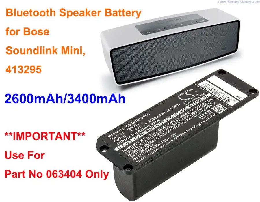 Batteria Cs 2600Mah/3400Mah 063404 Per Bose Soundlink Mini, Soundlink Mini 1, Utilizzo Solo Per Parte N. 063404