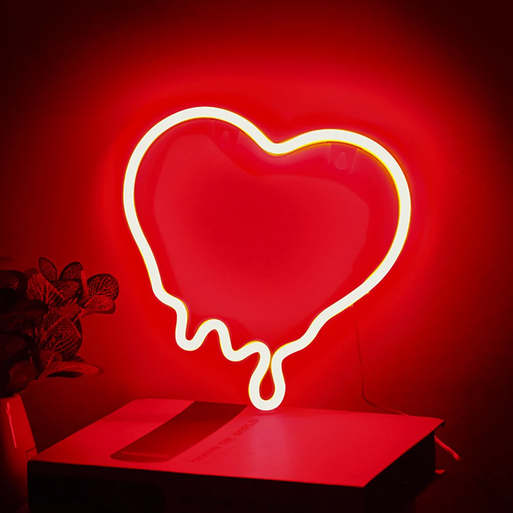 USB/Battery LED Neon Lights Sign for Wall Art Decor Heart Gaming Bar Bedroom Decoration Hanging Neon Sign Party Alien Night Lamp 2