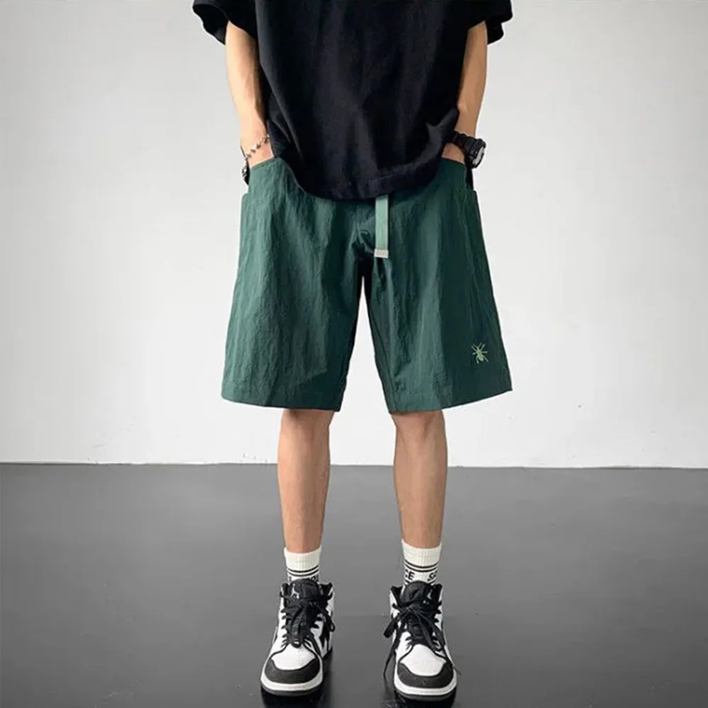 Summer Functional Overalls Men's Unisex Y2k Street Fashion Embroidery Casual Pants Sweatpants Shorts Knee Length Cargo Shorts