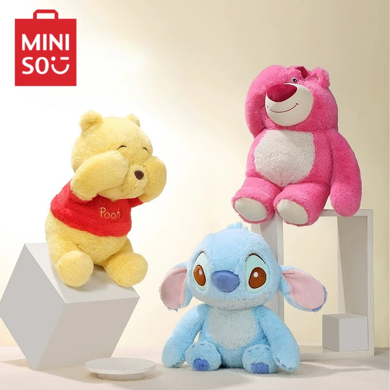 

MINISO Disney Hide and Seek Series Doll Lotso Stitch Winnie The Pooh Plush Toy Children's Birthday Gift Kawaii Sofa Cushion