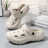 Women's Solid Color Flatform Clogs, Slip On Round Toe Non-slip Two-way Wear Soft Slides Shoes, Summer Beach Shoes 1