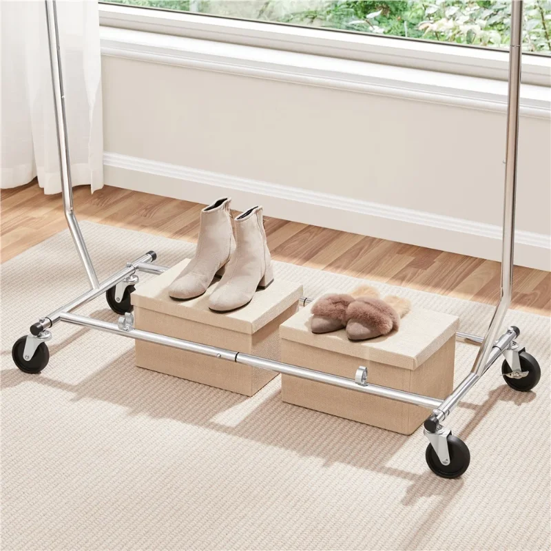 Heavy Duty Adjustable Collapsible Garment Rack, Stainless Steel, Chrome 4