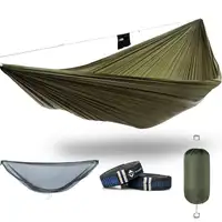 Camping Double Hammock with Tree Straps and Mosquito Net, Olive Green,131"x 67"(up to 500 lbs) 1