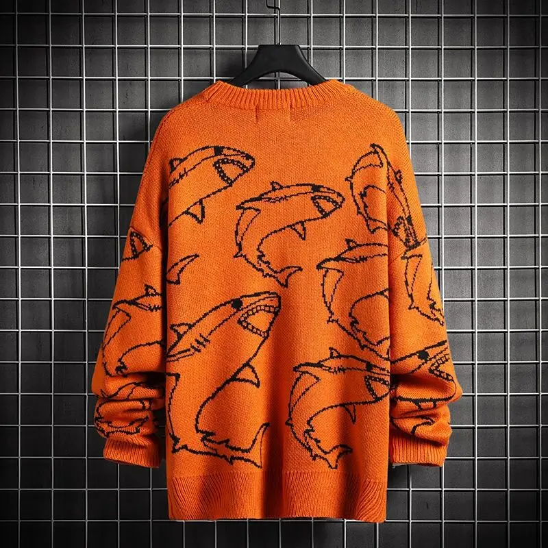 Pullover Men's Women's Winter Warm Round Neck 2023 Knit Pullover Harajuku Anime Undershirt Aesthetic Design Y2k Clothes Shark