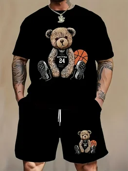 The 2025 summer new men's casual fashion 3D printed pattern lightweight, breathable, loose and high-quality versatile men's set