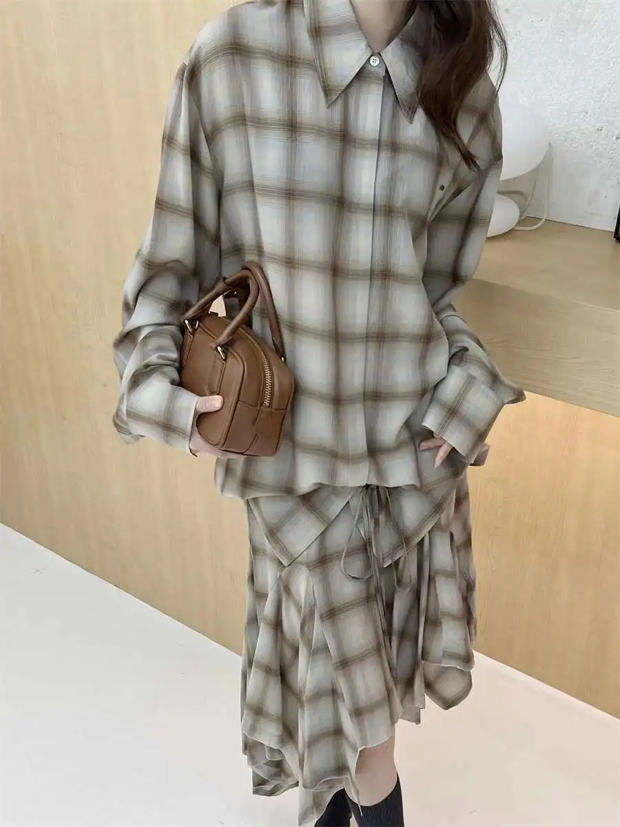 

Women's Shirts 2024 Spring New Women's Korean Fashion Casual Plaid Shirts Women's Tops shirts and blouses Women's Sales traf
