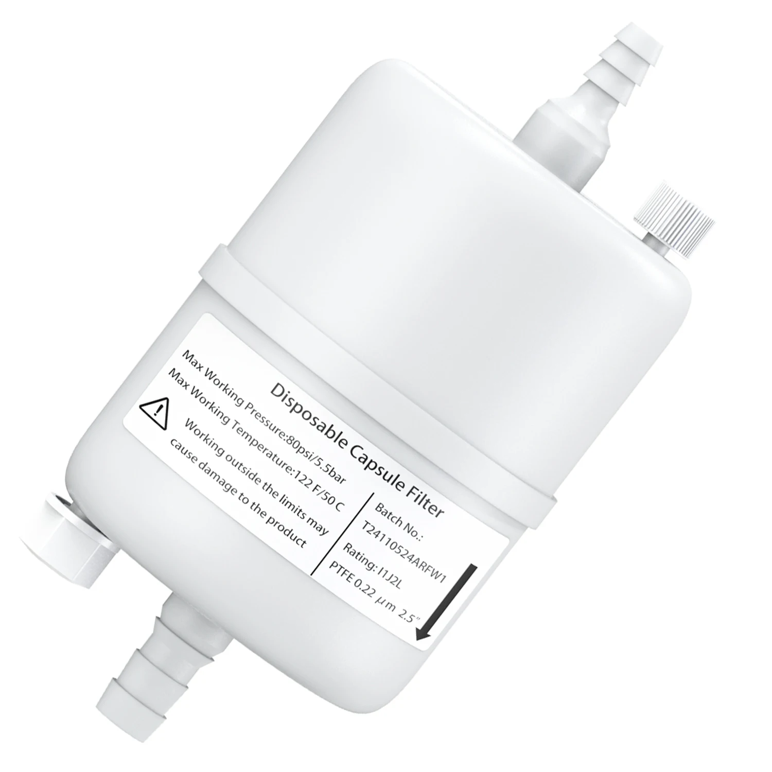 Sterile PTFE/PES Capsule Filters with Hose Barb for 1/4" to 3/8" Tube, Pore Size 0.22um , Individual Packag,1/pk