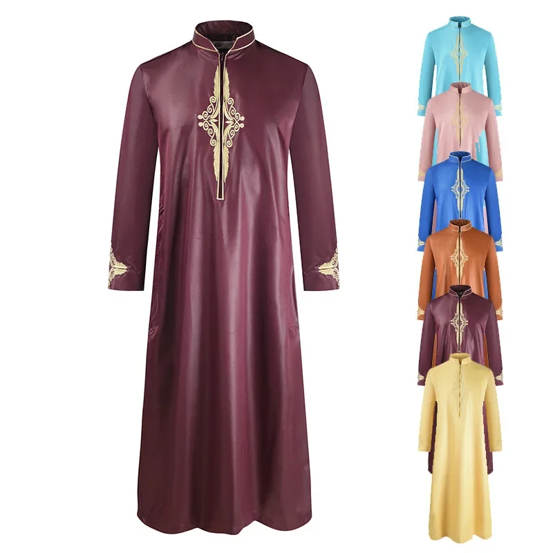 

Black Islamic Clothing Men Length Long Sleeve Loose Muslim Saudi Arabia Robe Muslim Costume Muslim Dress Kaftan Thobe for Men