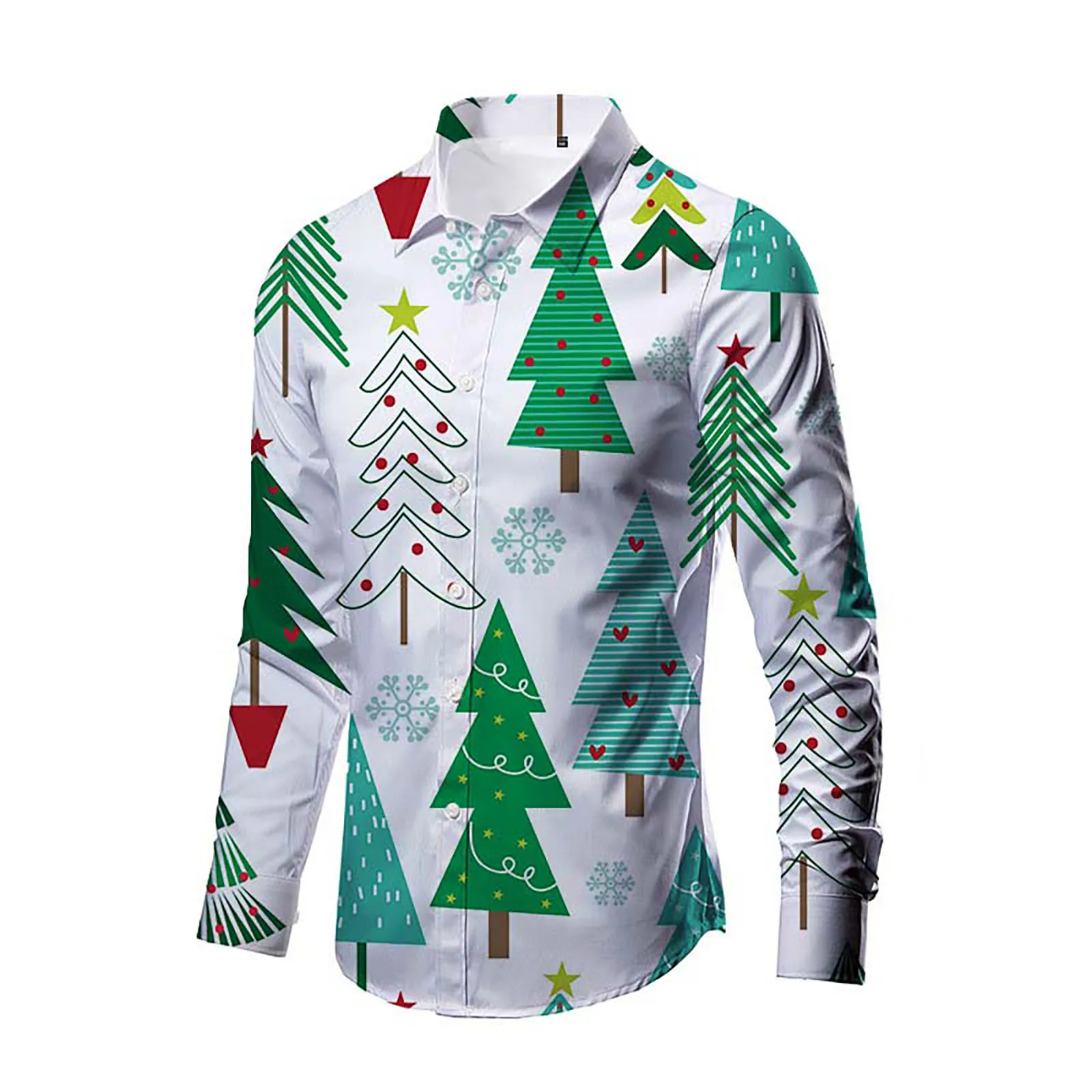 

Male Long Sleeve Dress Shirt Autumn Casual Christmas Printing Hawaii Shirt Long Sleeve For Spring Autumn Button Breathable
