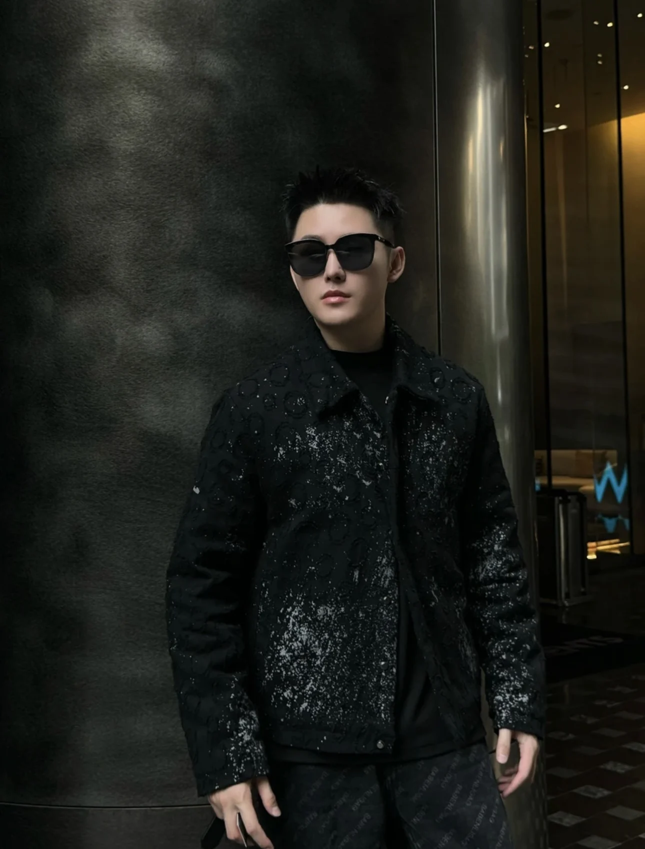 Fashion High-End Winter Cotton Clothes Jackets Handsome Man High Street Denim Jacket Men's Long-Sleeved Cotton-Padded Jacket