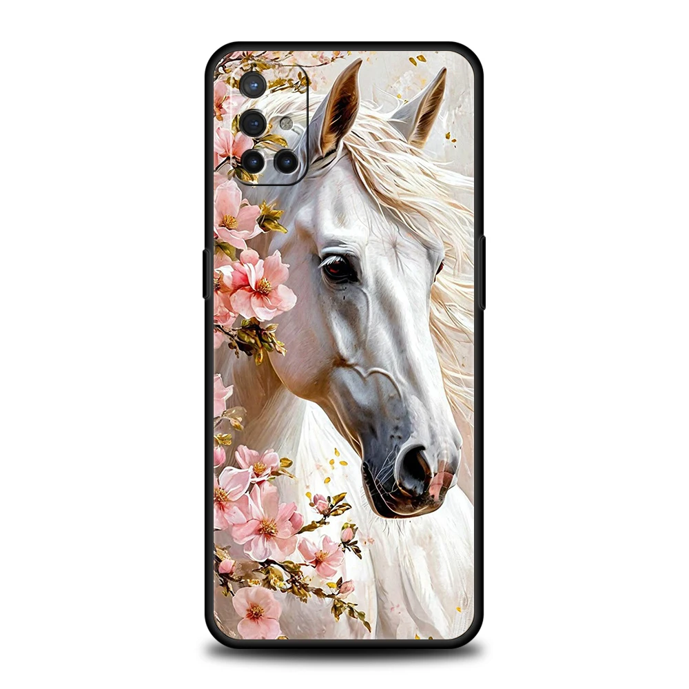 Black and White Galloping Horses Phone Case Cover