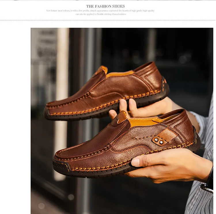 Handmade Genuine Leather Soft Soled Male Casual Shoes Comfortable