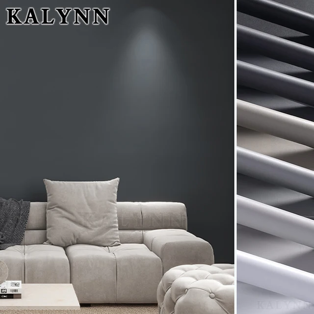 สีเทาเข้ม DIY ฟิล์มตกแต่ง PVC วอลล์เปเปอร์กาวตนเองสติ๊กเกอร์ปรับปรุงเฟอร์นิเจอร์ตู้ครัวกระดาษผนังกันน้ํา 1