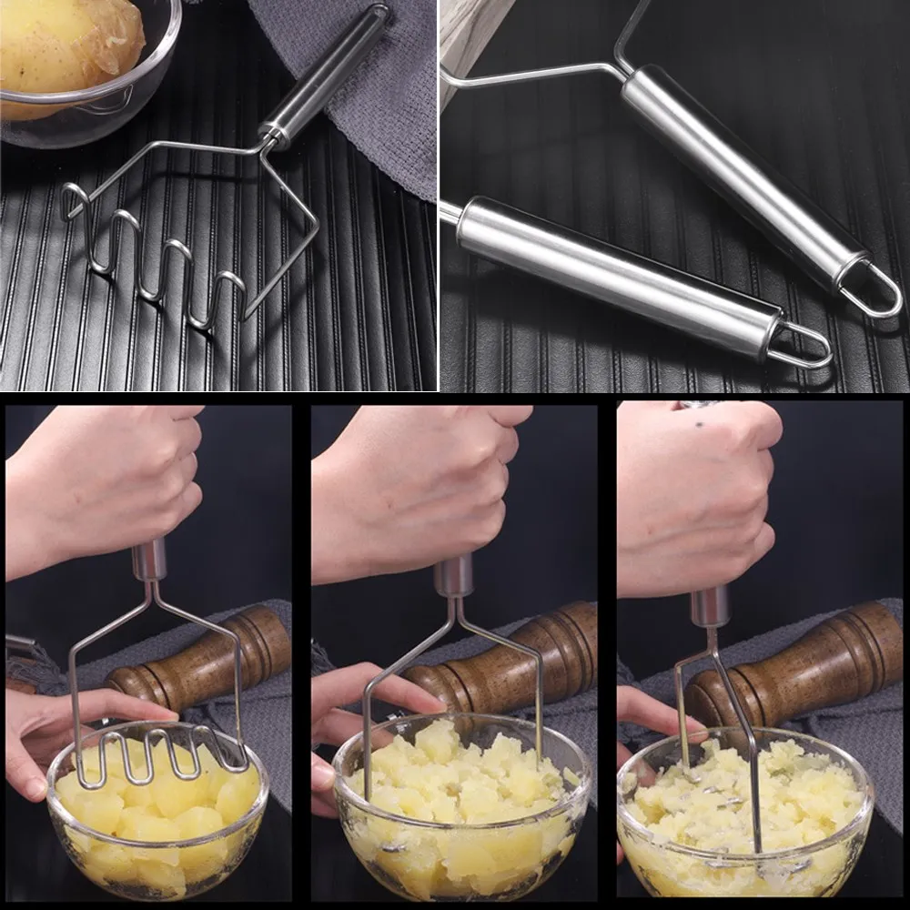 Potato Masher Stainless Steel Potato Masher Potato Crusher Wave Shape Cutter Kitchen Accessories Gadget Cooking Tools Mashed