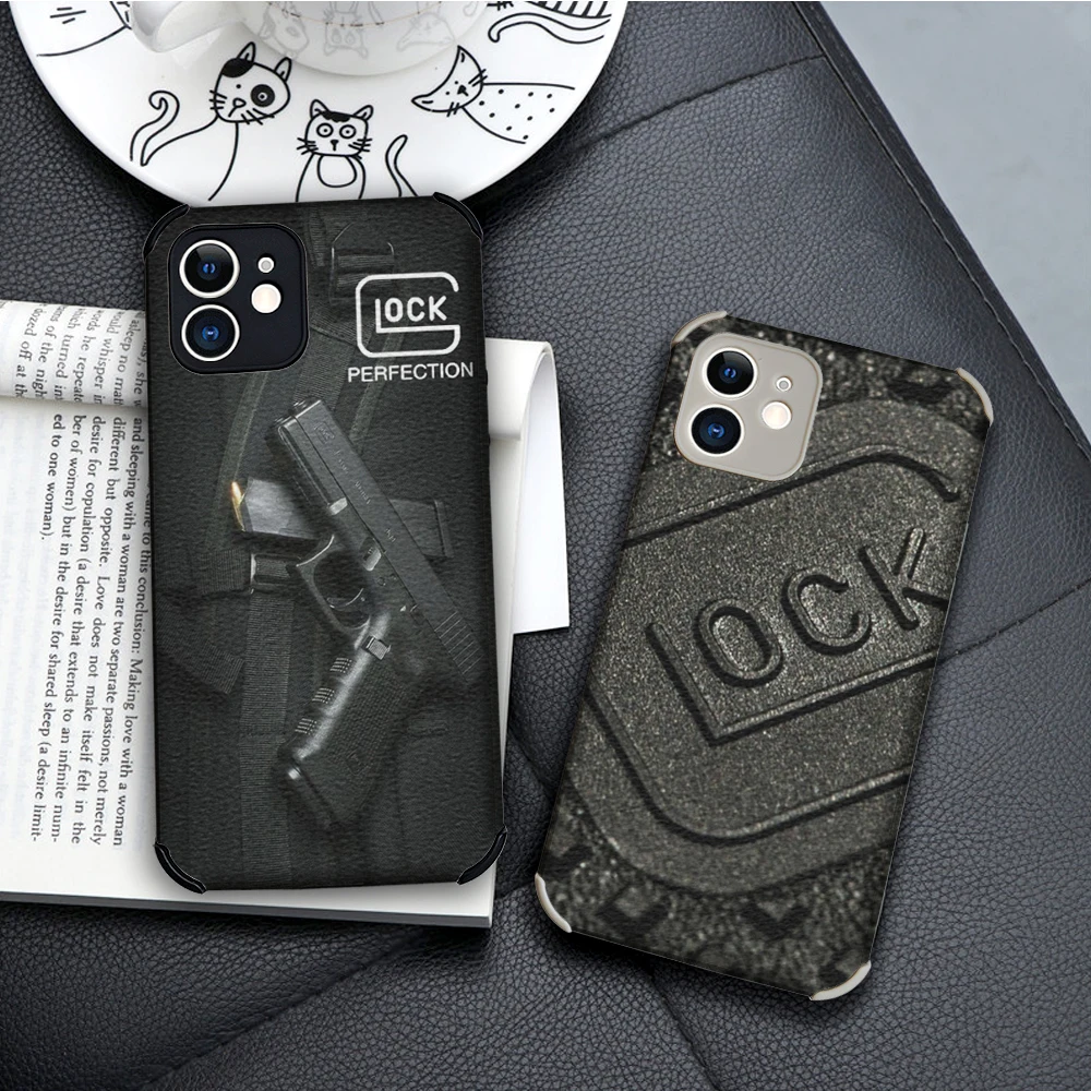 

Glock Handgun Lambskin case for iphone 13 12 11 Pro MAX MiNi 7 8 plus SE2020 X XS XR Cute Glock Handgun Soft back Cover
