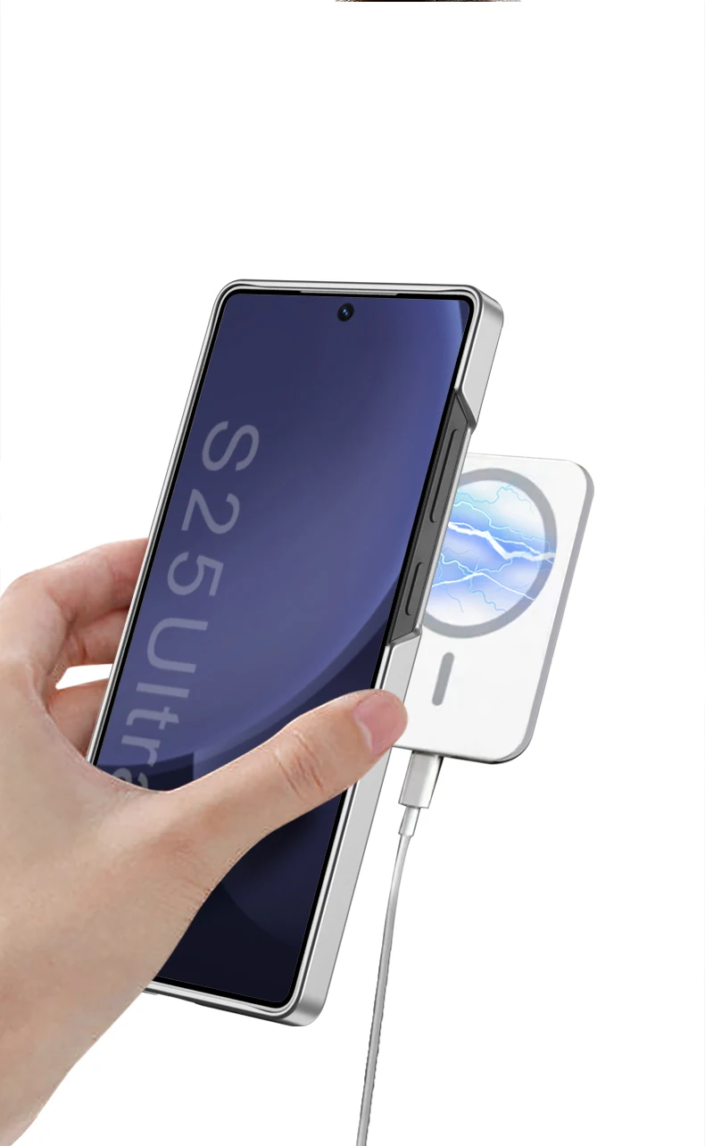 For Magsafe Wireless Charging Case For Samsung Galaxy S25 S24 Ultra Metals Lens