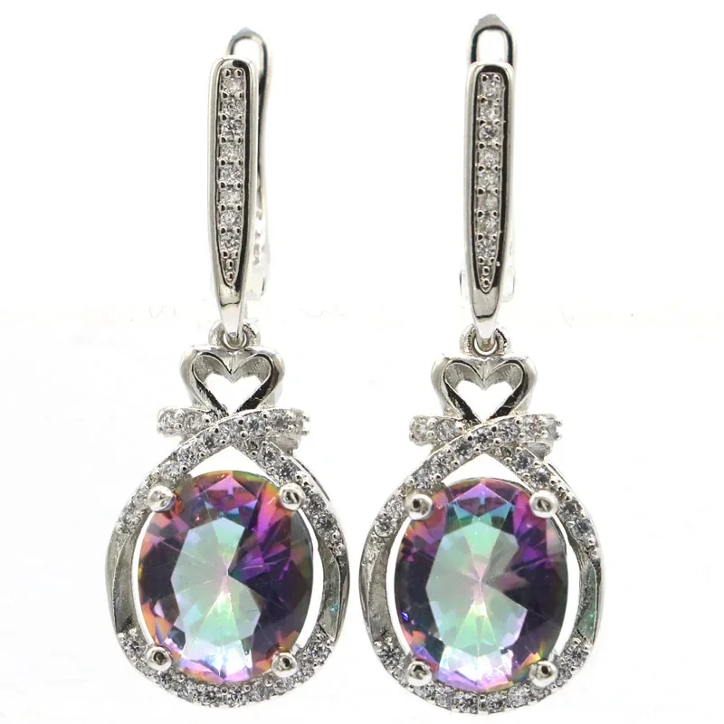 7g 925 SOLID STERLING SILVER Earrings Green Peridot Fire Rainbow Mystic Topaz Real Ruby Emerald Sapphire White CZ